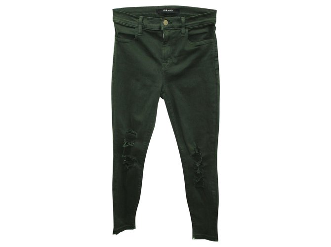 J Brand Dark Green Pants with Tears 
