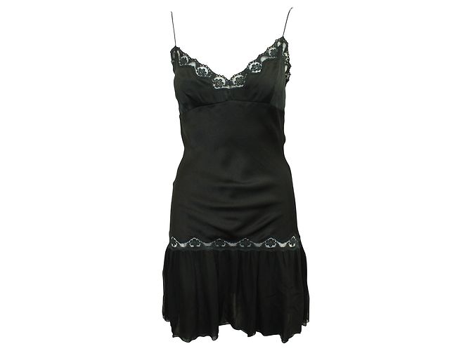 Magali Pascal Mini Open Back Dress with Spaghetti Straps Black