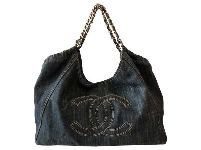 Chanel Coco Cabas Blu chiaro Jeans
