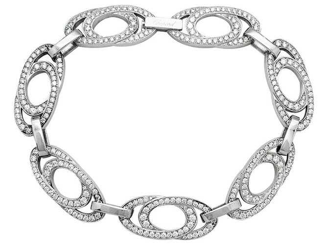 Bracelete "Ellipse" em ouro branco e diamantes Chopard.  ref.317101