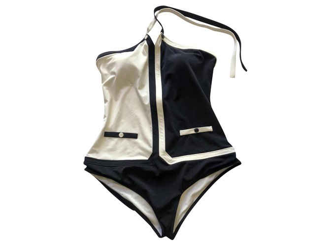 Chanel One piece swimsuit Black White Lycra ref.317175 - Joli Closet