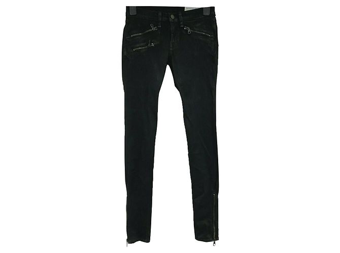 Rag & Bone Coated zipper Moto jeans Black