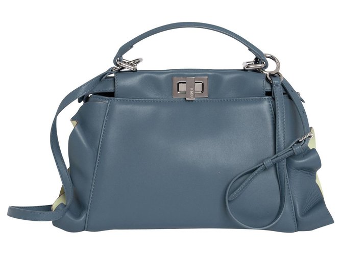 Fendi Bolsa peekaboo Azul Couro  ref.317275