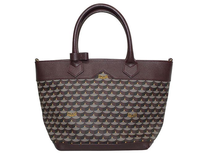 Fauré Le Page Bolso de mano Toile Ecailles Roja Burdeos