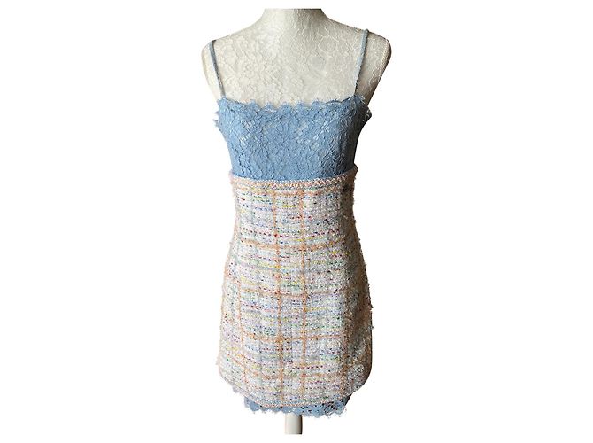 Chanel Kleider Blau Tweed