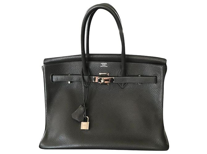 Hermès Birkin 35 Leder Dunkelgrau Anthrazitgrau