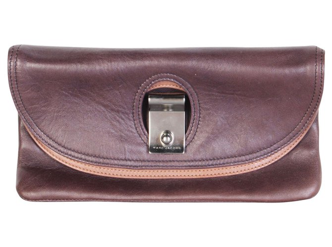 Marc by Marc Jacobs Large fold over clutch Taupe Leather ref.124888 - Joli  Closet
