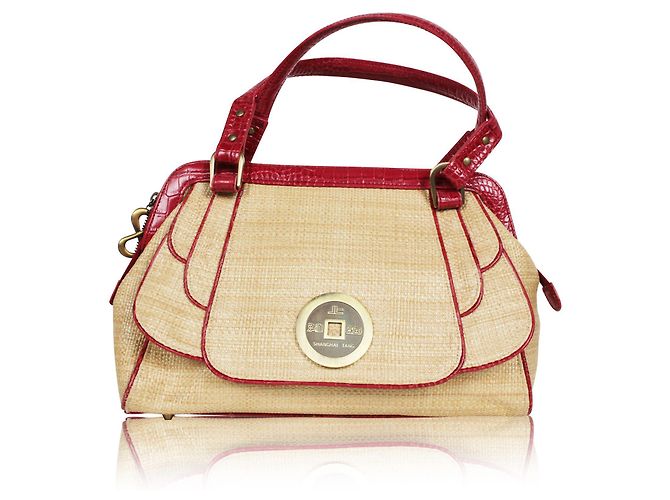 Shanghai Tang Borsa a mano in pelle rossa Carne