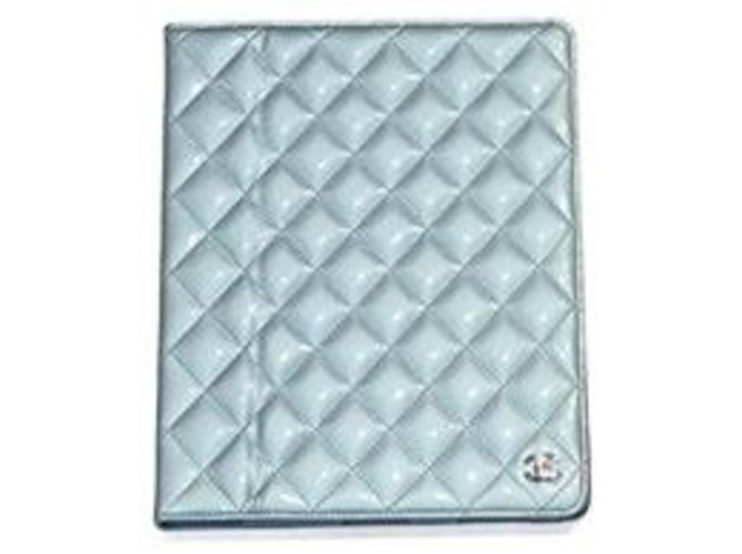 Chanel Silver Quilted Leather IPad Case Chanel