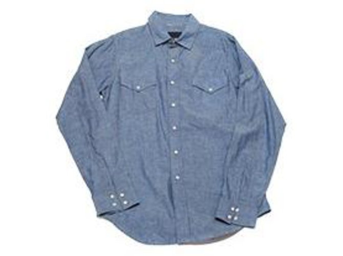 Yves Saint Laurent CAMICIA SAINT LAURENT IN FINE COTONE BLU WESTERN 2014 Stile jeans  ref.318426