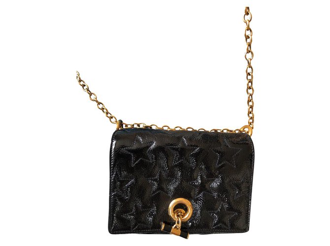 Sac Yves Saint Laurent Noir en Cuir Vernis avec Étoiles 