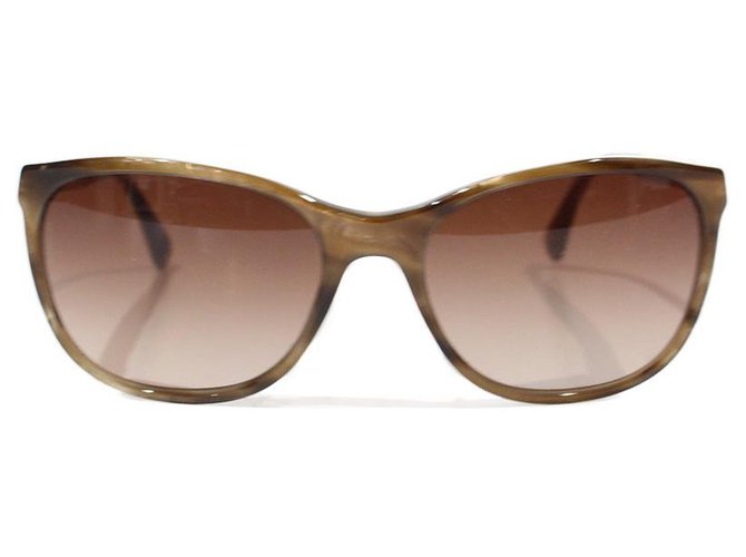 CHANEL ECAILLE BROWN SUNGLASSES GOLD FABRIC BRANCH WITH CC LOGO Light brown Cloth  ref.318460