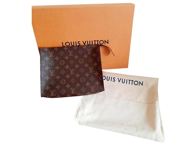 Louis Vuitton Clutch 26 Hellbraun Dunkelbraun Leder