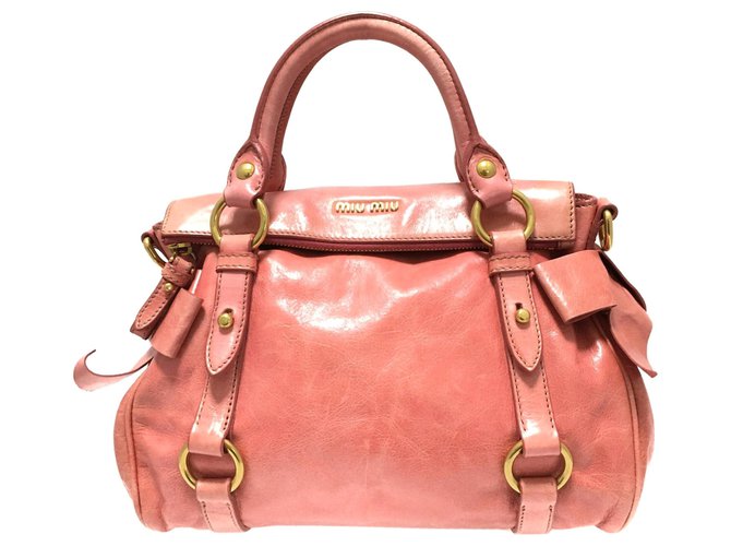 Miu Miu Pink Leather Bow Top Handle Bag Miu Miu