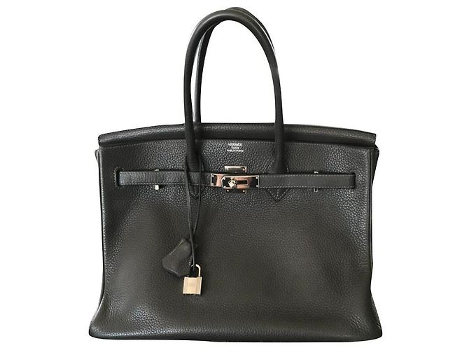 Hermès Birkin 35 Dunkelgrau Taurillon Clemence Leder Anthrazitgrau