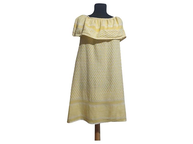 Autre Marque Vestido de algodón amarillo Rough Studios Blanco