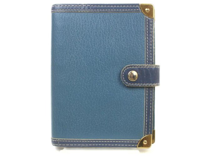 Louis Vuitton Blue Suhali Leather Small Ring Agenda PM Diary Cover  ref.318892