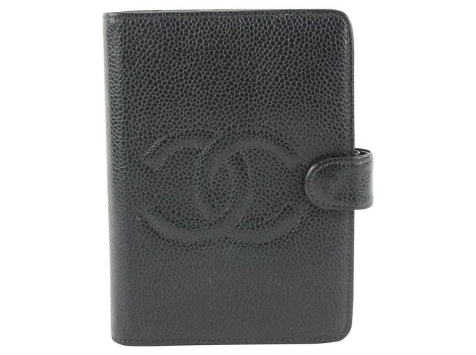 Chanel Black Caviar Leather Small Ring Agenda PM Mini Diary Cover