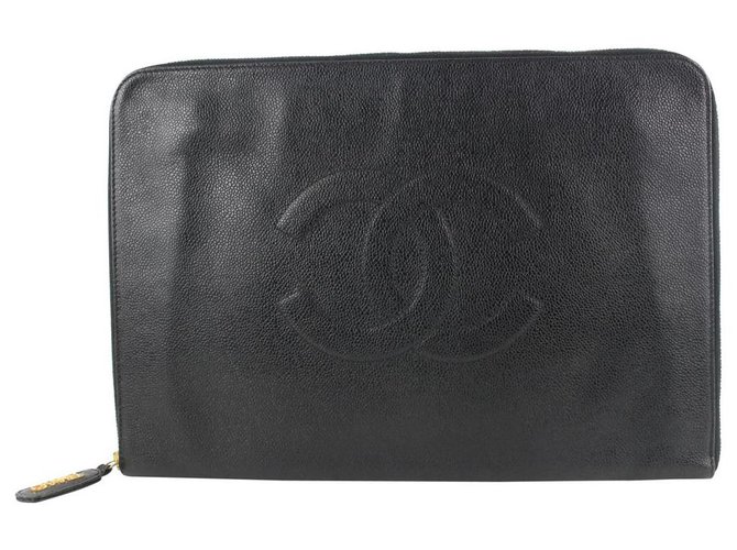 Chanel Timeless Extra Large Black Caviar CC Logo Clutch Document O-Case Leather  ref.318936