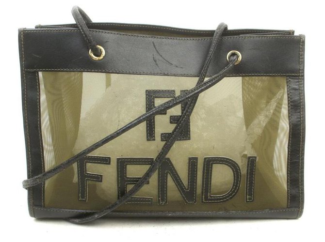 Fendi Black Mesh Shopper Tote Bag ref.318996 - Joli Closet