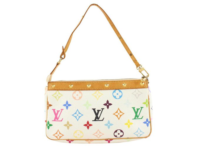 Louis Vuitton Multi Color White Small Mini Evening Clutch Wristlet Pochette  Bag