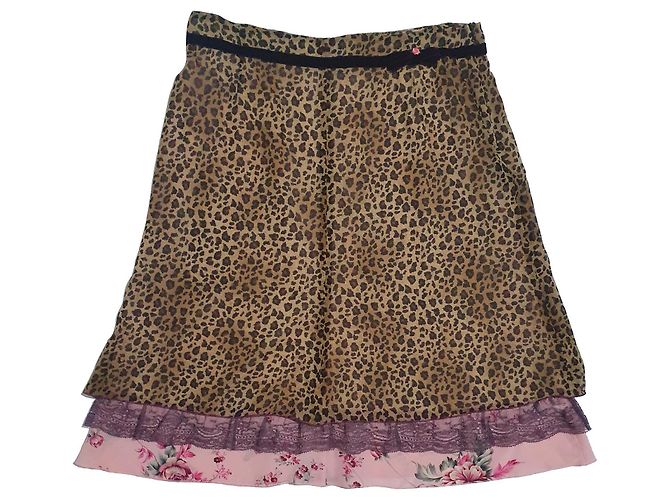 Autre Marque Falda Orwell de seda con estampado de leopardo Multicolor