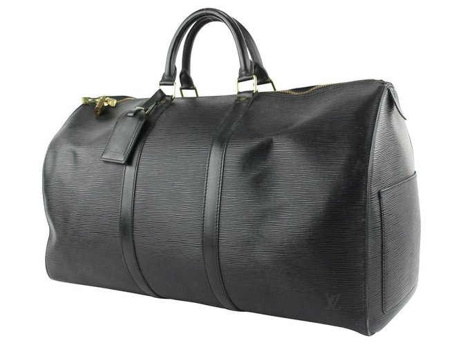 Louis Vuitton Black Epi Leather Noir Keepall 50 duffle bag ref.319016 -  Joli Closet