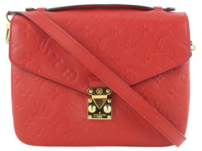 Louis Vuitton Bolsa Pochette Metis em couro vermelho Empreinte Cerise com monograma  ref.319017