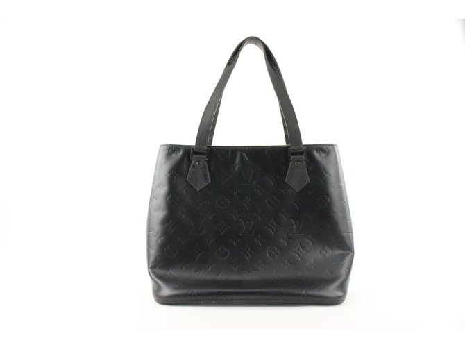 Louis Vuitton Black Monogram Vernis Matte Houston Tote bag Leather