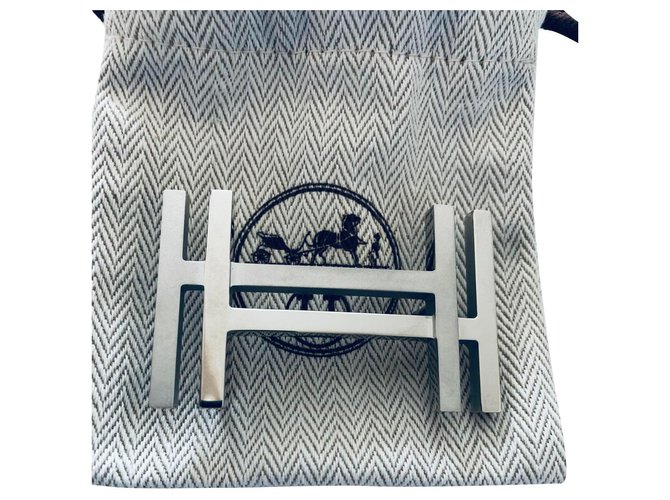 Hermès H ao quadrado Prata Metal  ref.319027