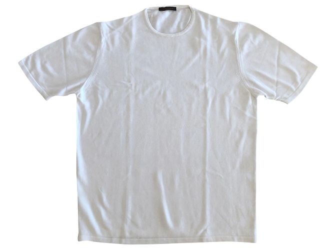 Weißer Baumwollpullover Kurze Ärmel Adolfo Dominguez T. L-XL