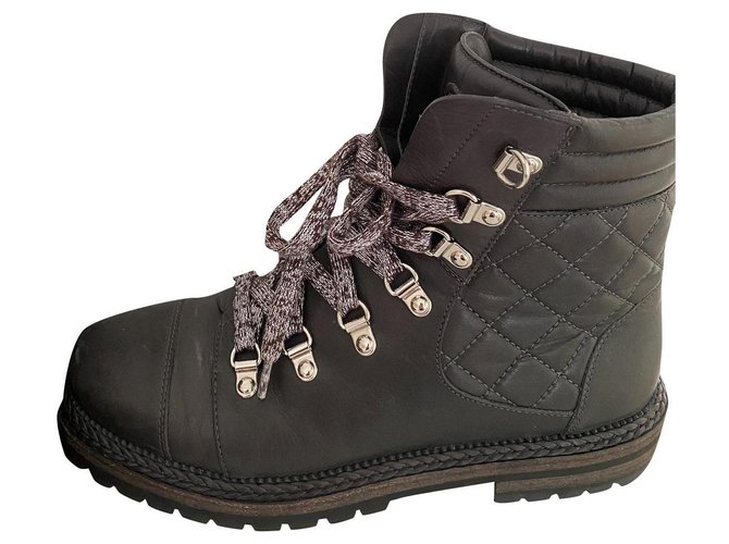 Chanel Boots Dark grey Lambskin  ref.319125