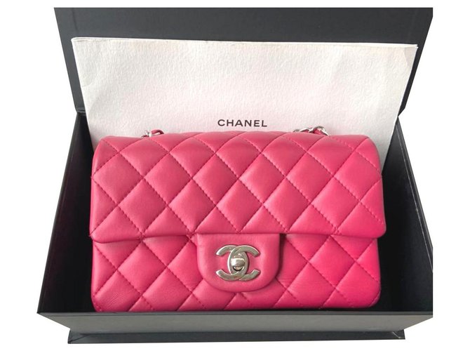 Chanel Pink lambskin mini Timeless Classic flap bag Leather ref