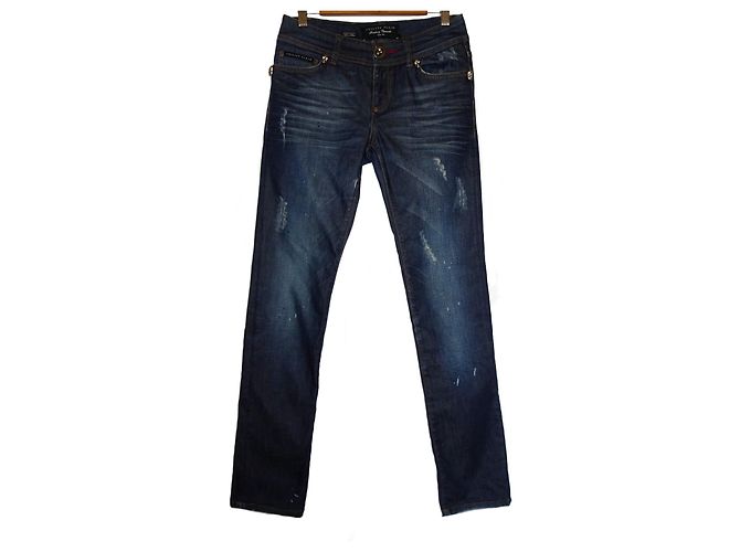 PHILIPP PLEIN VAQUEROS DE CORTE DE QUESO DE FRESA SLIM FIT Azul
