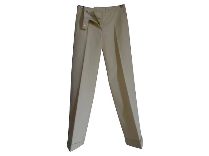 PANTALONES DE RAYAS DE ALGODÓN MONCLER Beige Amarillo
