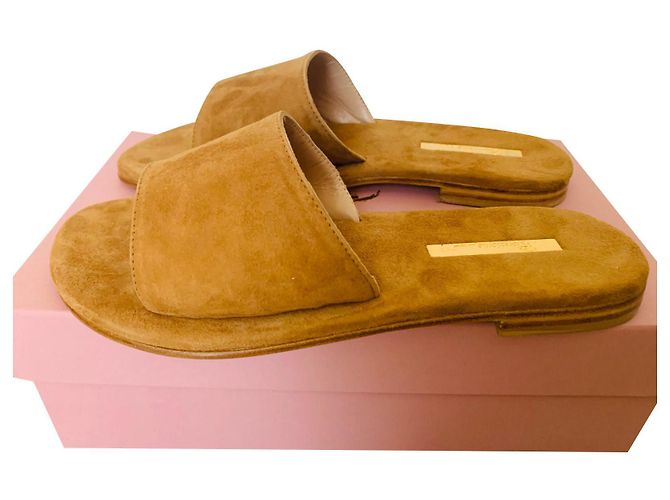 Autre Marque Sandali Positano Mules en daim caramel