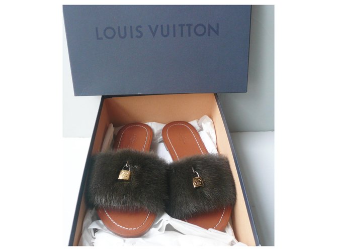 Louis Vuitton Lock It Fur Sandals