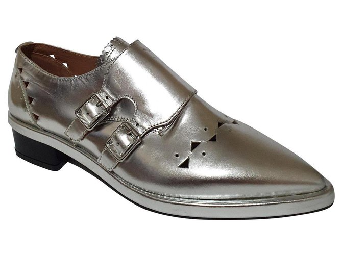 Twin Set Flats Silvery Leather  ref.319604