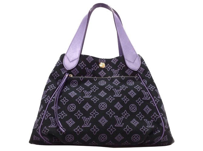 Louis Vuitton Black Cabas Ipanema GM Purple Leather Cloth Pony-style  calfskin Cloth ref.319681 - Joli Closet