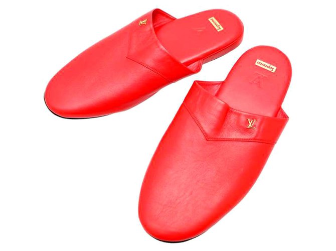 Pantofole rosse Supreme Hugh Louis Vuitton Rosso Pelle