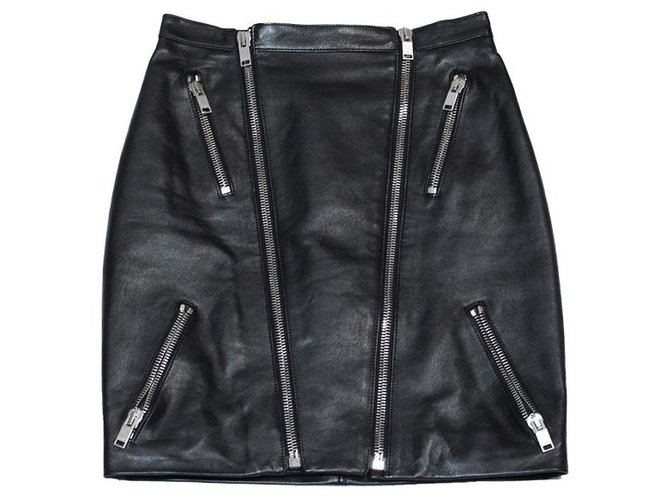SAINT LAURENT skirt Black Leather  ref.320100