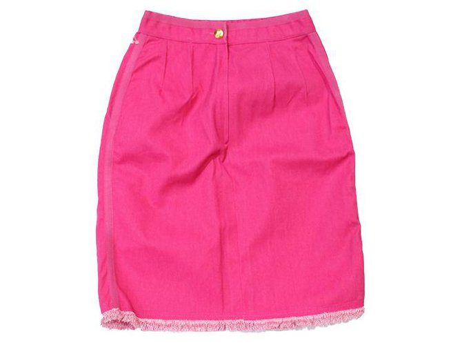 CHANEL PENCIL SKIRT Pink Cotton  ref.320132