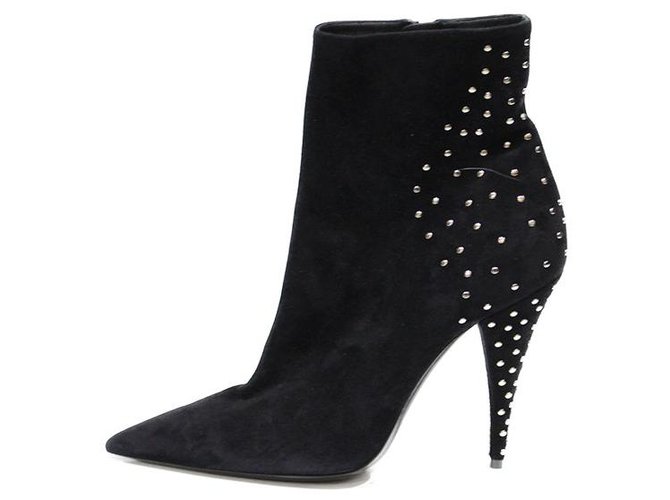 black ankle boots with silver studs