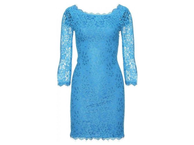 Diane Von Furstenberg Vestido de encaje DvF Zarita azul claro / turquesa