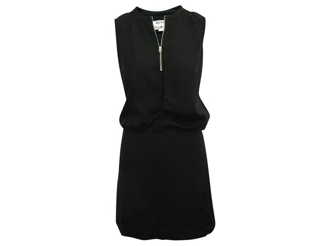 Autre Marque Black Dress with Silver Zipper Lyocell  ref.320547