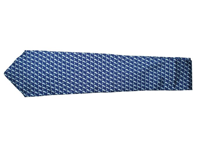Salvatore Ferragamo Cravate en soie avec des écureuils Bleu  ref.320641