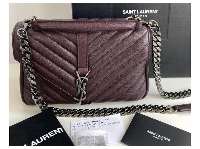 Saint Laurent YSL college medium Dark purple Exotic leather  ref.320845