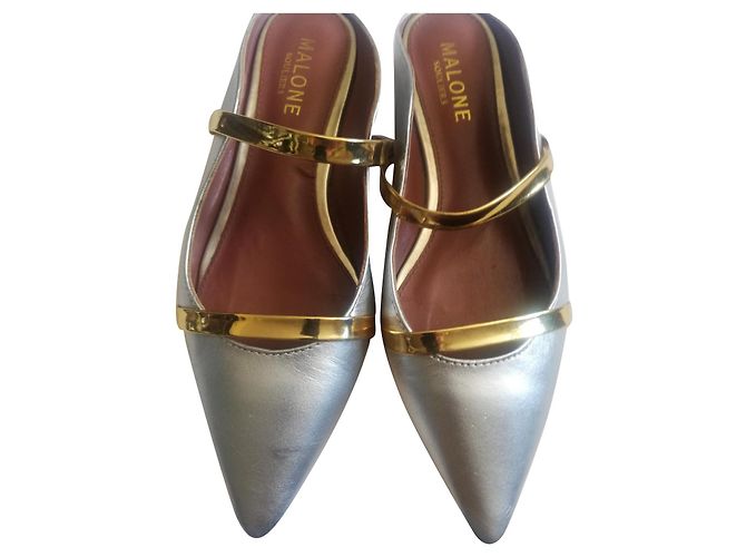 Autre Marque Malone Leder Mules Silber