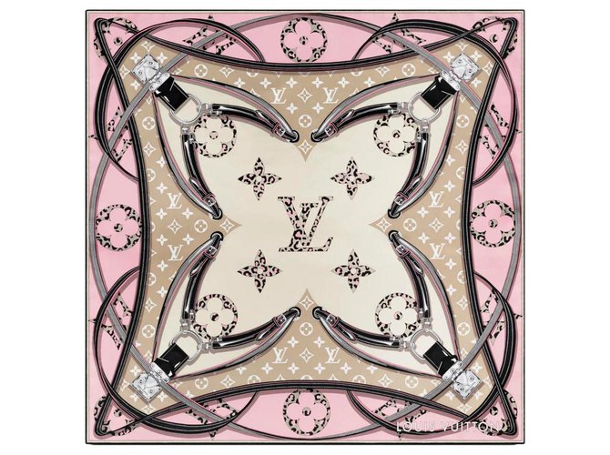 Louis Vuitton Wild at Heart Square Pink Beige Seide  ref.321005