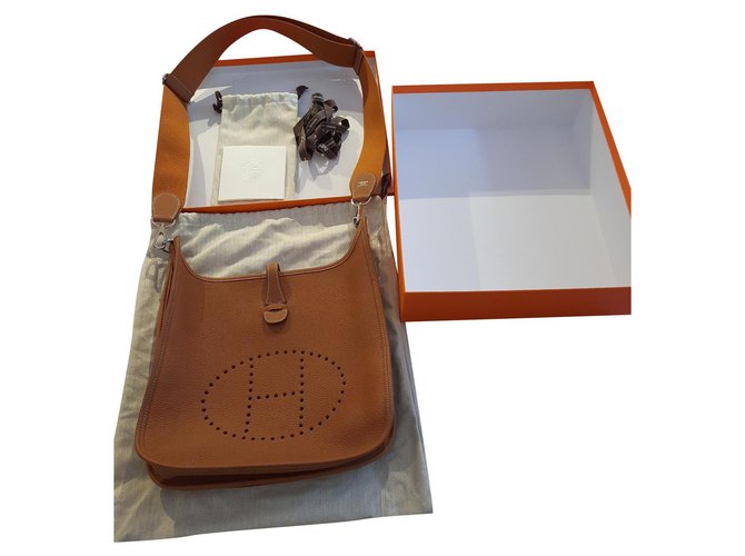 Hermès Evelyne bag Cognac Leather  ref.307577